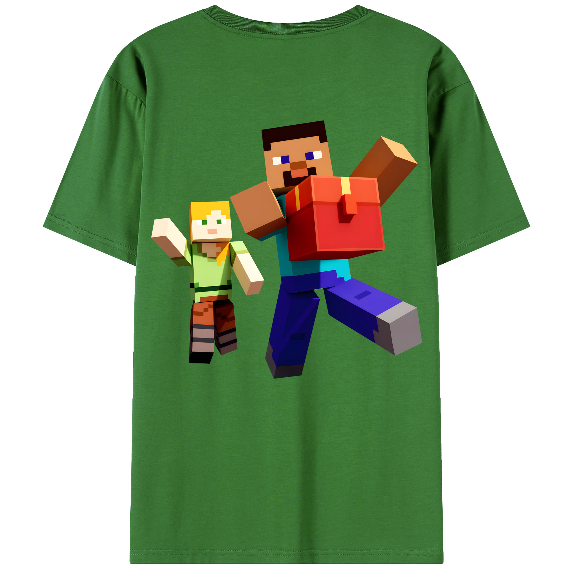 （画像用） マインクラフト ブロックの世界 Minecraft MC Block world レディース半袖Tシャツ(バックプリント)